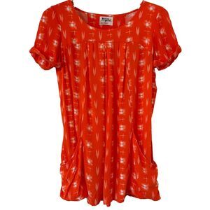 Anthropologie Holding Horses Women's Abstractions Orange Tunic Top - Size XS